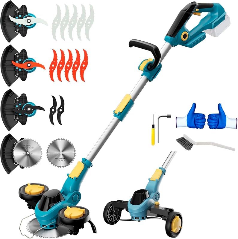 Desbrozadora eléctrica inalámbrica Weed Wacker de 12 pulgadas con batería | Cortadora de césped/bordeadora/cortadora de césped pequeña sin escobillas 4 en 1 compatible con batería DEWALT 20V MAX (sin batería)