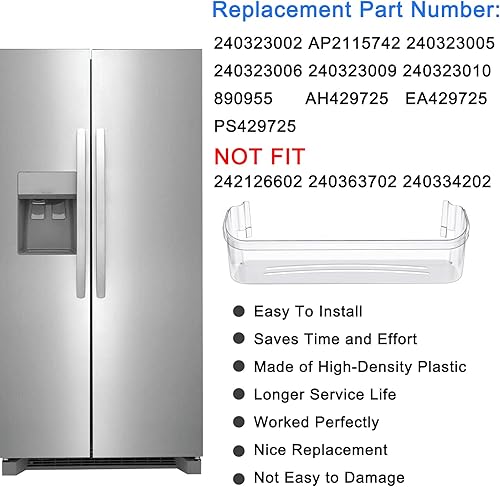 Miniatura 6 de Paquete de 2 estantes para puerta de refrigerador 240323002 para Frigidaire y Kenmore, 2 estantes inferiores en el lado del refrigerador que