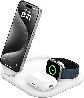 Belkin MagSafe Qi2 Wireless Charger | 3-in-1 Magnetic Foldable Charger with 15W | Fast Charger for iPhone 16, 15, Apple Wa...