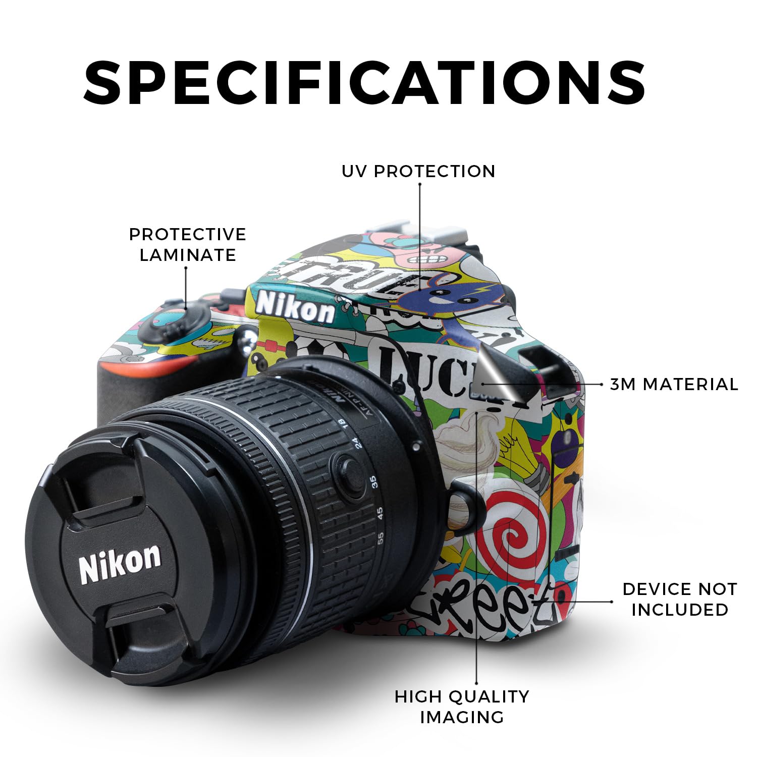 Amazon.com: Skin Compatible with Nikon D3500 Camera - Sticker Bomb