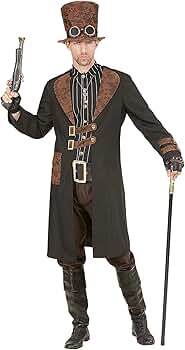 WIDMANN Steampunk Samt Mantel Herren - Gothik Frack Bordeaux Für Karneval & Cosplay