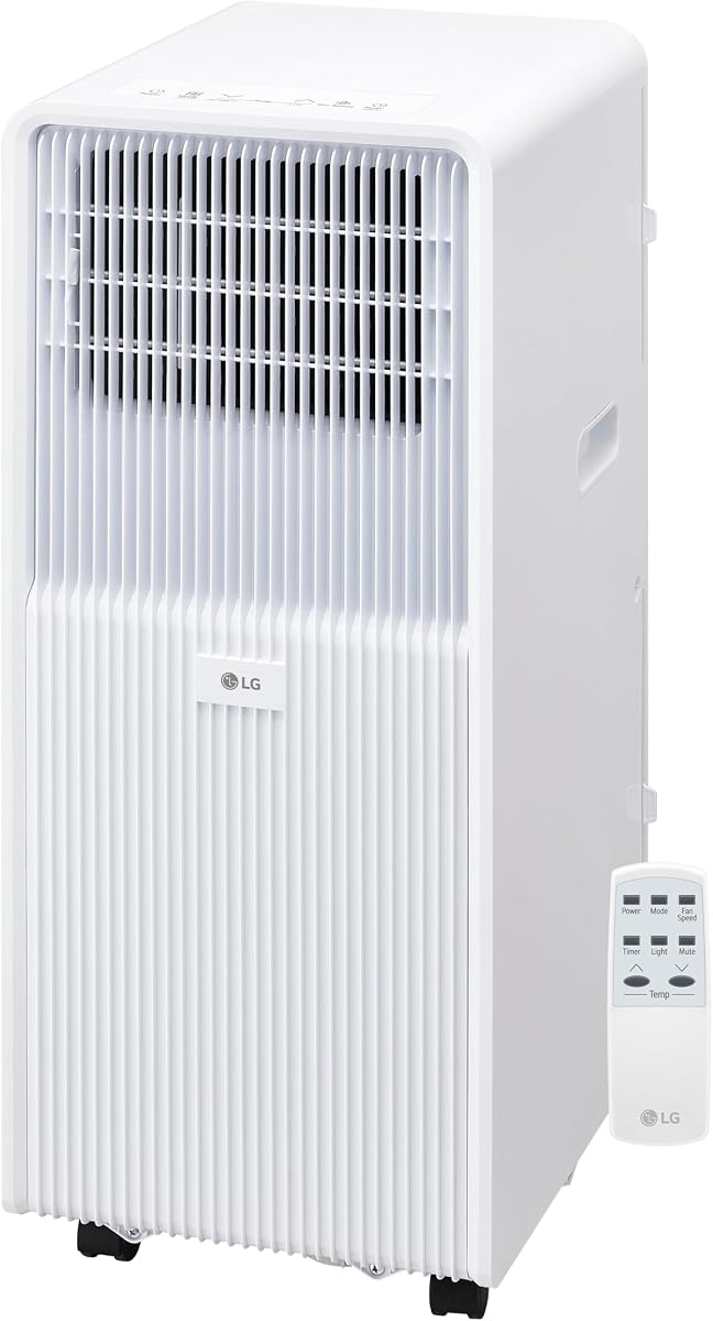 LG 8000 BTU (DOE) / (11000 ASHRAE) Portable Air Conditioner Cools 350 Sqft Easy Install, Remote Control, Washable Filter Eco-friendly AC Unit, White LP0825WFR