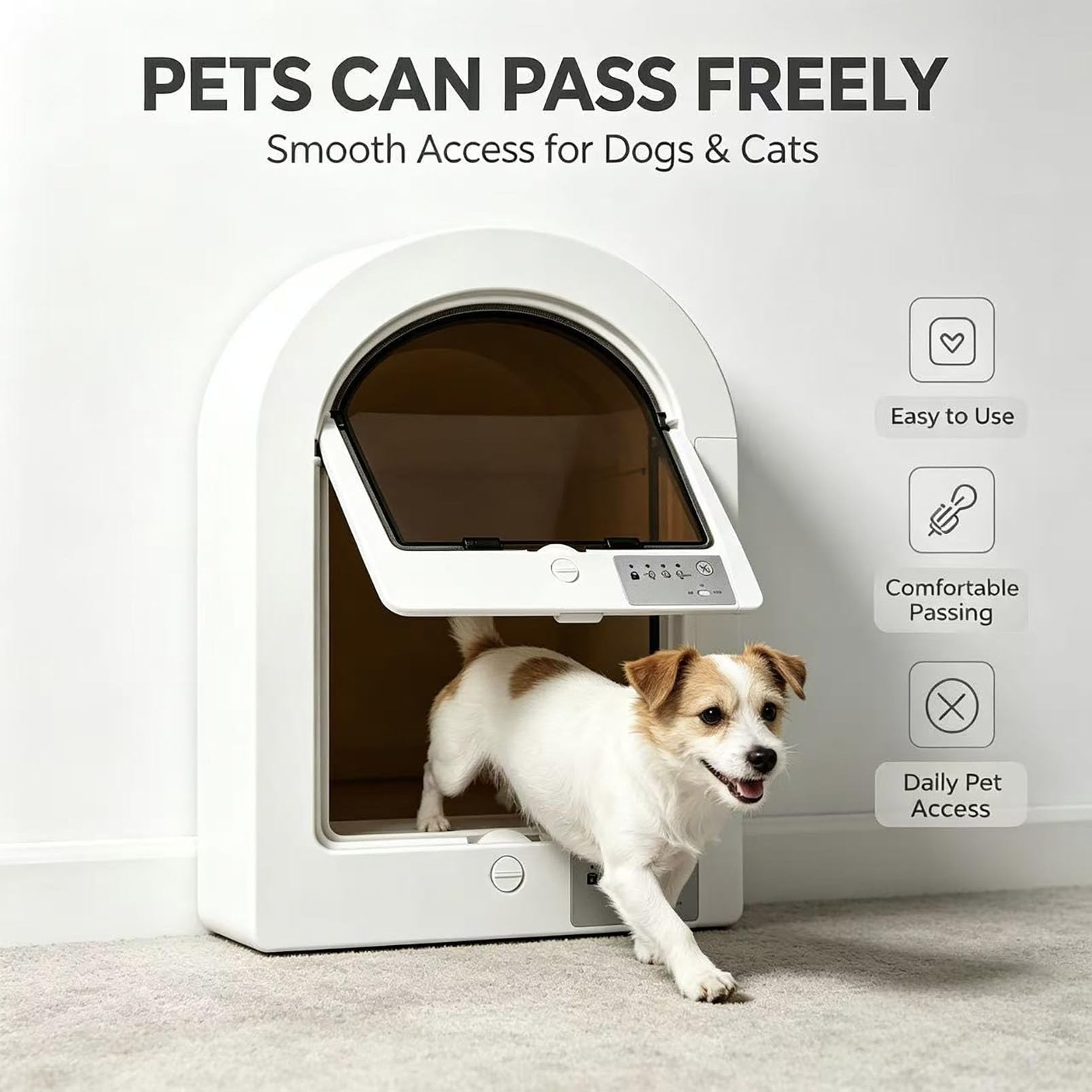 Porta per Gatti con Microchip, Porta per Animali Attivata con Sistema Wind- | Facile Installazione Fai da Te + Telecomando, 4 Modalità di Controllo, Chiusura Magnetica, Grandi Porte a Ribalta per Gatti