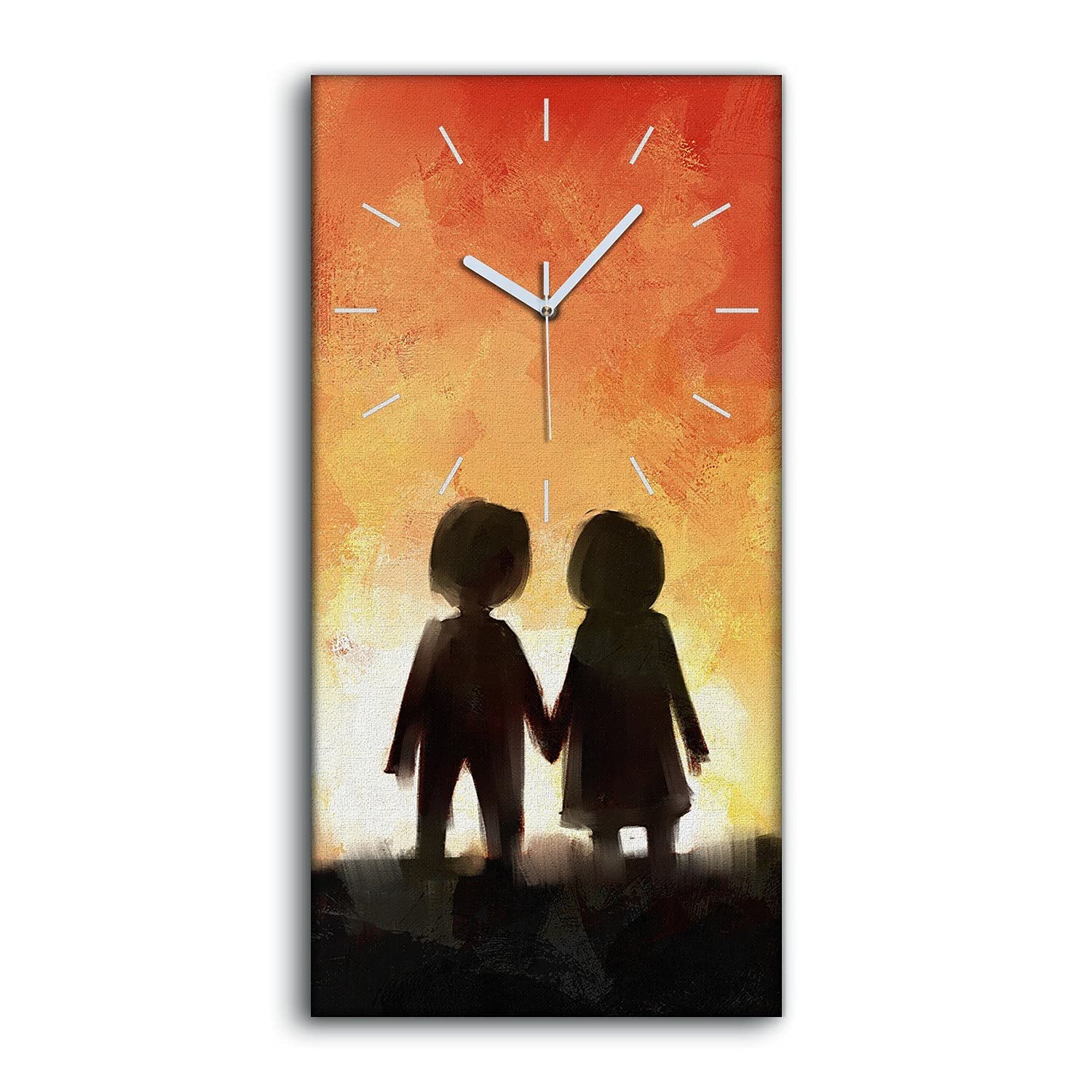 Horloge silencieuse ne pas tic tac pour salon - Toile murale de style moderne couple 30x60 cm