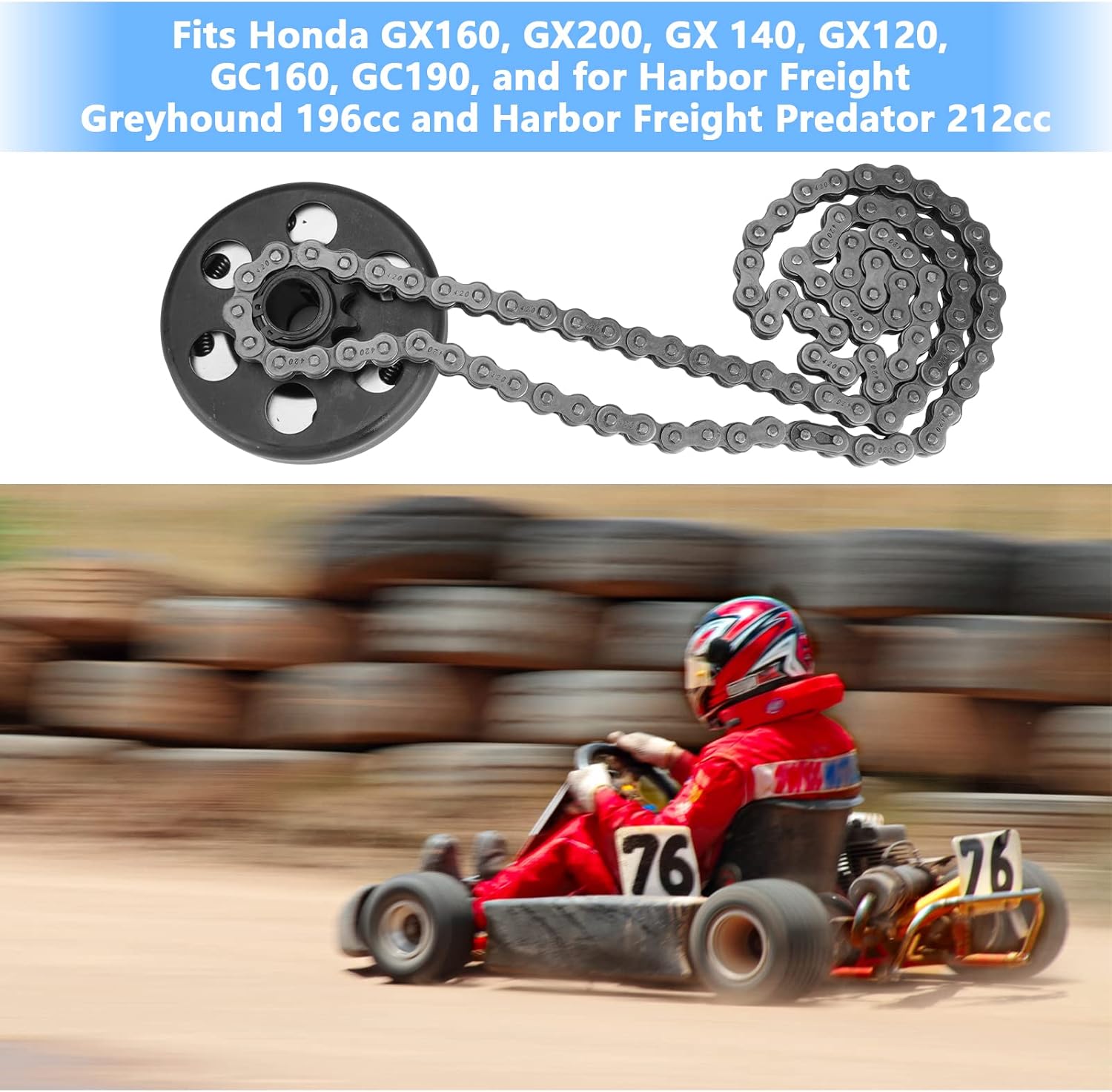Centrifugal Clutch, Go Kart Clutch 3/4 Bore 12T with #35 Chain 9.525mm for Go Kart Minibike Honda Engines GX160 GX200 GX140 GX120 GC160 GC190, With 2pcs Set Screws and 1pc Connecting link