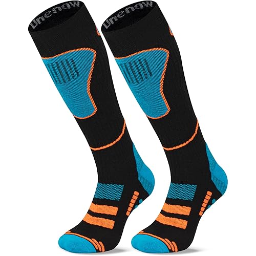 Merino Wool Ski Socks 2 Pairs, Thermal Knee High Warm Socks for Snowboarding, Hiking, Cold Weather, Snow, Hunting