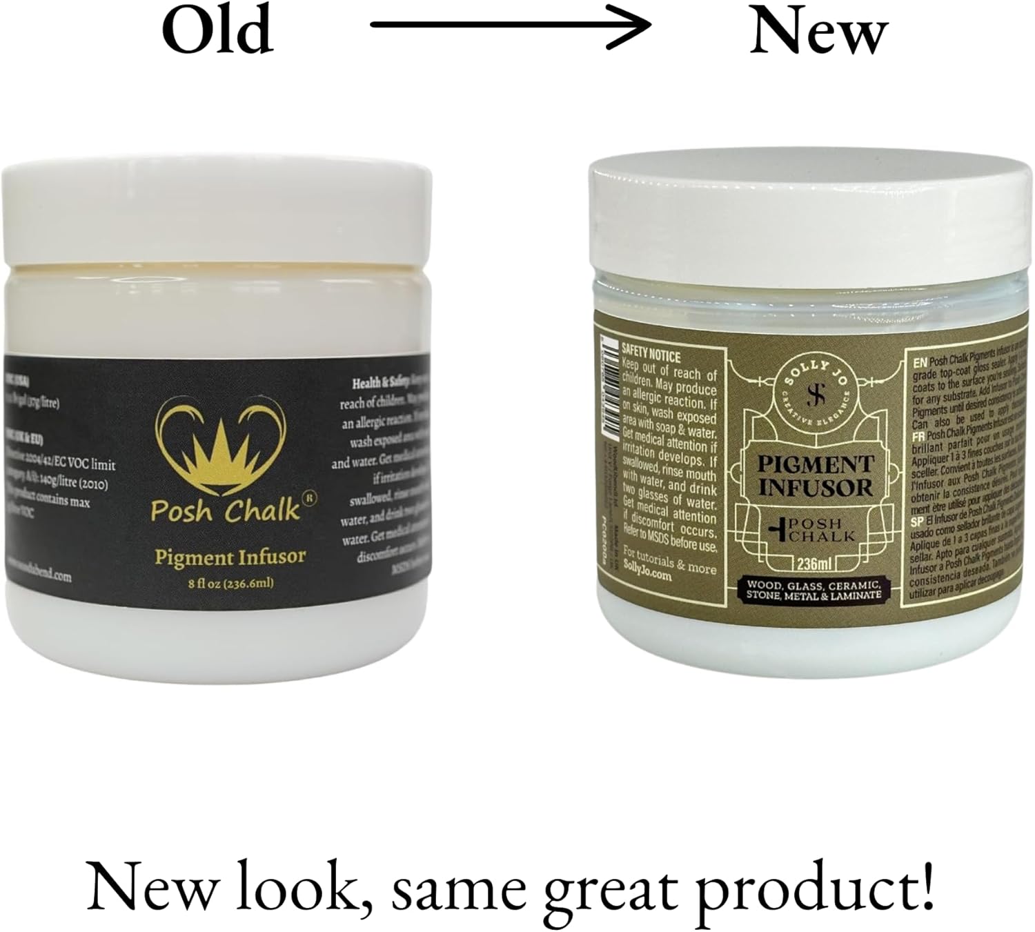 Posh Chalk PC0200a Pigment Infusor 8 Fl Oz - Mix Pigments, Blend Colors, Control Density, Create Texture & Consistencies - Glossy Top Coat Seal - Decoupage Glue – Furniture DIY Craft