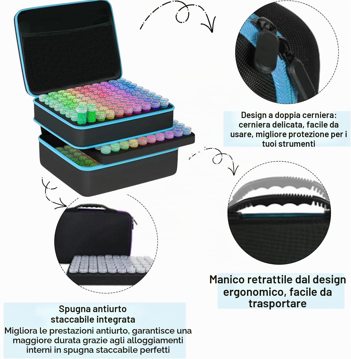 NEWFUN Diamond Painting Kit, Scatola di Immagazzinamento della Pittura a Diamante, 240 Pezzi Scatole di Accessori per la Pittura a Diamante con Imbuto di Custodia
