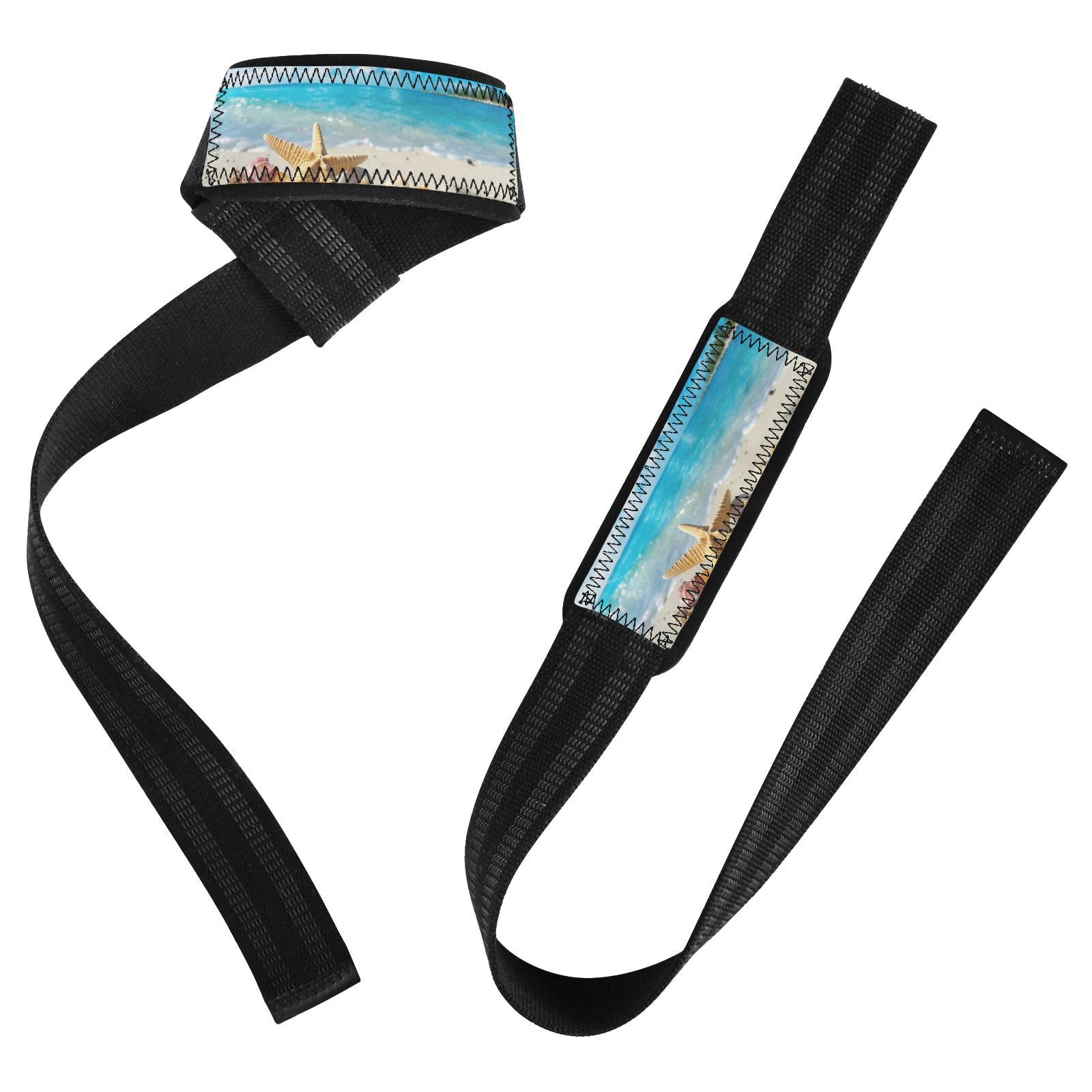 Nander Blue Sky Beach Shell Wrist Straps for Weightlifting,Lifting Straps with Neoprene Cushioned Wrist Padded and Anti-Skid Silicone for Strength Training,Bodybuilding,Deadlifting