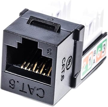 10-Pack RJ45 Cat6 Slim Profile UTP Unshielded Keystone Jack (Black)