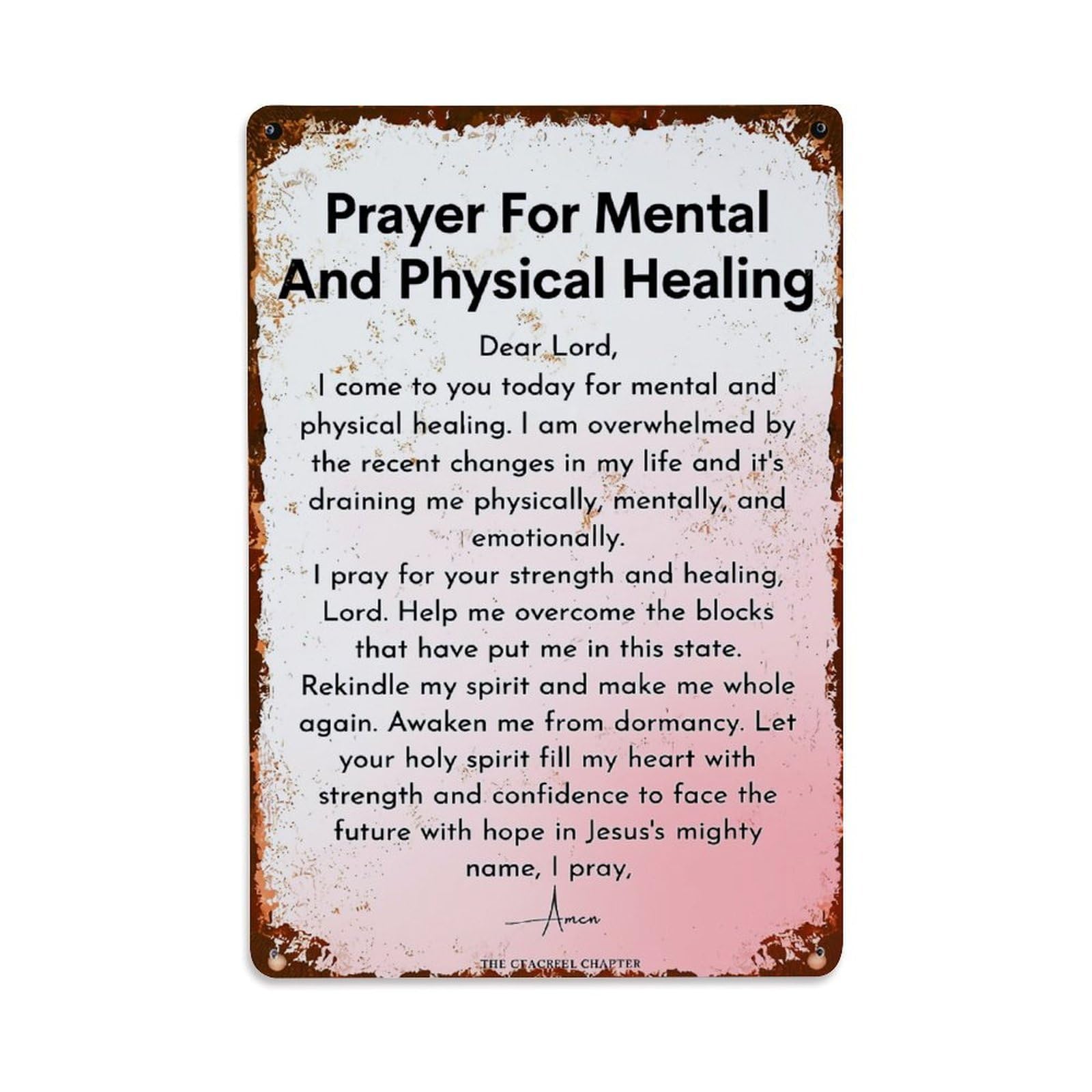 Jdfenggu Vintage Prayer For Mental And Physical Healing Retro Metal Tin Sign, Decor Art Poster For Bar, Home, Man Cave, Kitchen, Laundry Room Gift 8X12inch