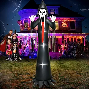 10 FT Halloween Inflatable Grim Reaper Decoration with LED Light