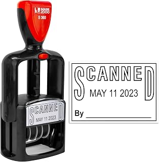 Mark 2000 Self-Inking Rubber Date Office Stamp with Scanned Phrase - Black Ink - 12-Year Band
