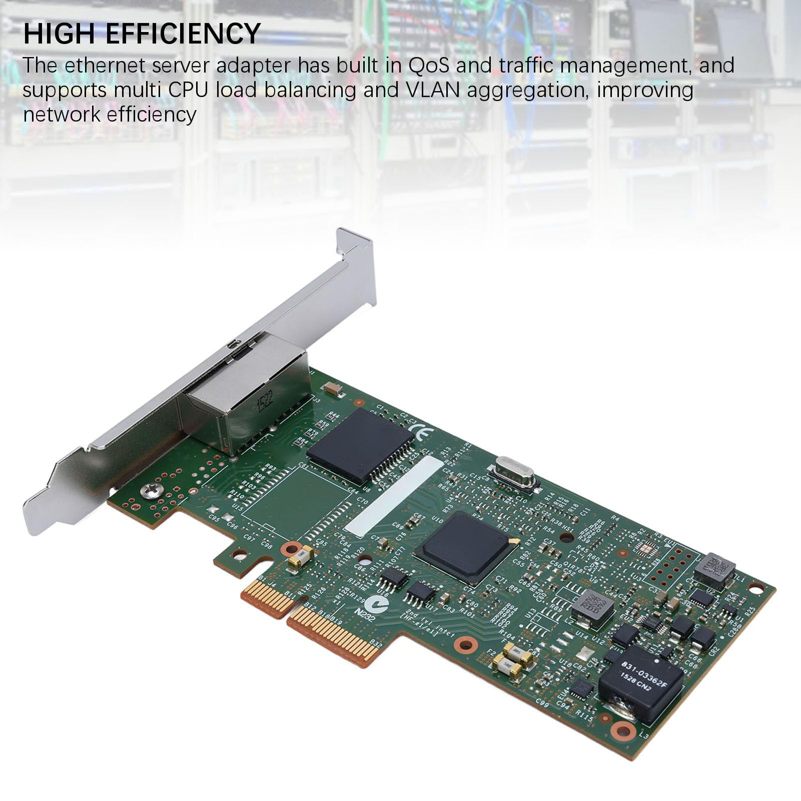 Tarjeta de Red Gigabit, 10, 100, 1000Mbps, Adaptador de Servidor PCIe Ethernet I350-T2 con QoS Incorporado, Virtualización Flexible para Servidores, 2 Puertos de Red, Interfaz RJ45