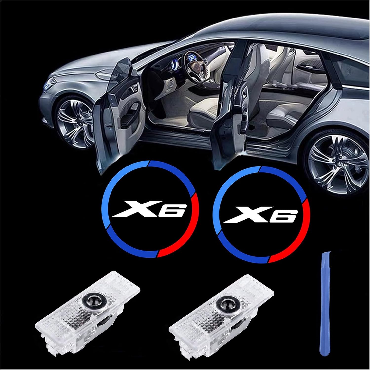 Amazon.com: 2 Pieces Car Door Light Logo HD Three Color Projector Light ...