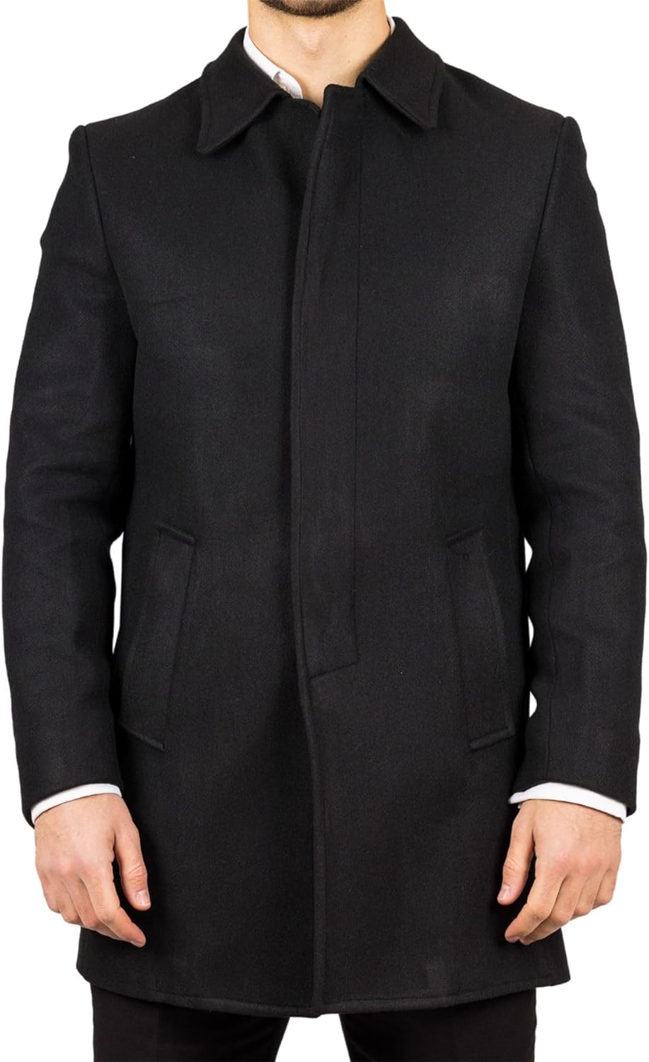 Men's Overcoat Classic Collar Wool Blend Classic Trench Coat Winter Jacket