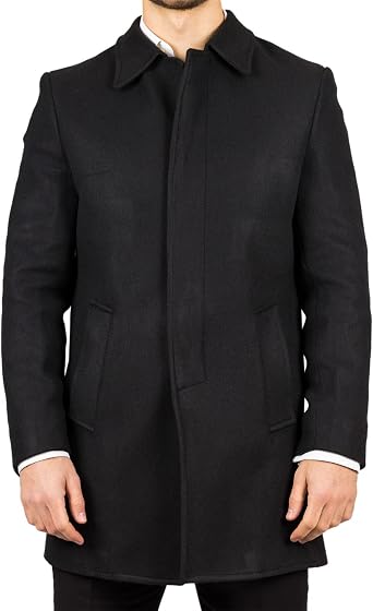 Mens Overcoat Classic Collar Wool Blend Classic Trench Coat Winter Jacket