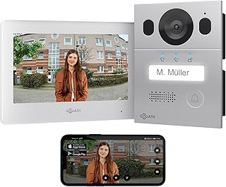 Goliath Basic Video Türsprechanlage, 2 Draht Bus, 7" Monitor, Unterputz Türklingel mit Kamera, Gegensprechanlage mit Türöffner und Klingel, 1 Familienhaus, Plug & Play, Smartphone App