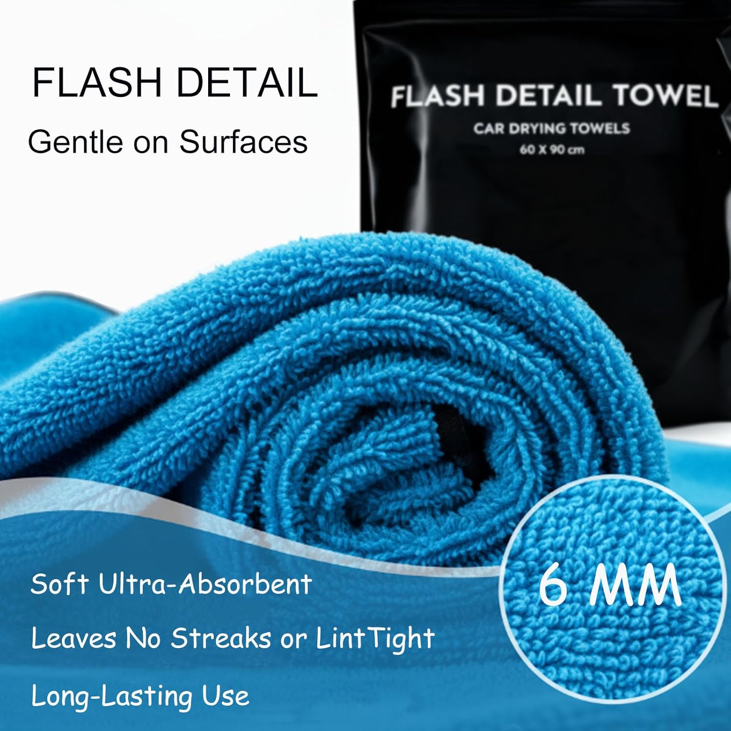 Car Drying Towel 24"x36", Soft Ultra-Absorbent Microfiber Towels for Cars, 600GSM Streak-Free, Scratch-Free Drying Towels for Automotive Detailing (2)