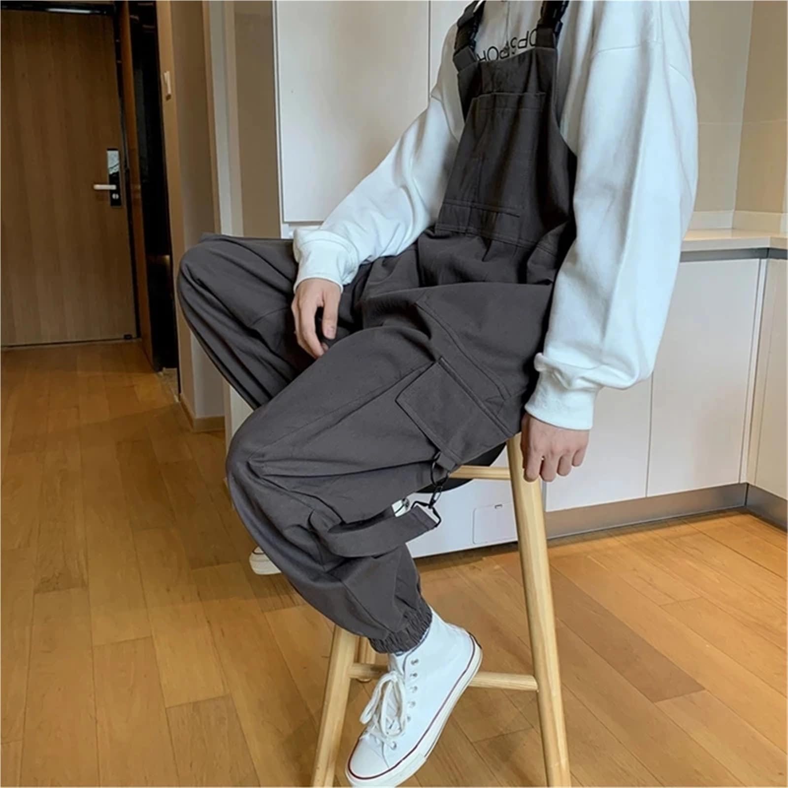 Mono De Trabajo Mono con Tirantes y Pantalones for Hombre, Peto de Verano con Tirantes Sueltos, Informal, con Bolsillos, Unisex, Talla Grande, Ropa de Calle Lisa