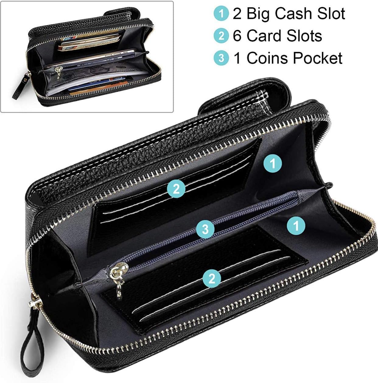 Valentoria Womens Crossbody Bag Cell phone Wallet Small Shoulder Purse Leather Card Handbag - Image 6