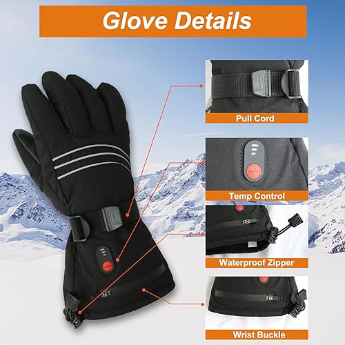 Miniatura 3 de Heated Gloves for Men Women - 7.4V 6400 mAh Battery Rechargeable Electric Heated Gloves Touchscreen Waterproof Hand Warmer Gloves for Winter Hiking