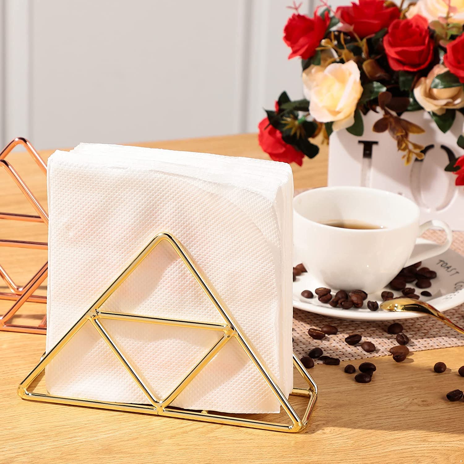 Appigo Gold Triangular Tissue Napkin Holders for Dining Table and Kitchen