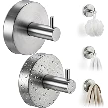 cleanan Suction Cup Hooks for Shower Wall - Heavy Duty Stainless Steel Bathroom Hanger, Vacuum Hooks for Inside Shower Glass Door & Tile, Waterproof Towel Robe & Loofah Holder No Drill 2 Pack