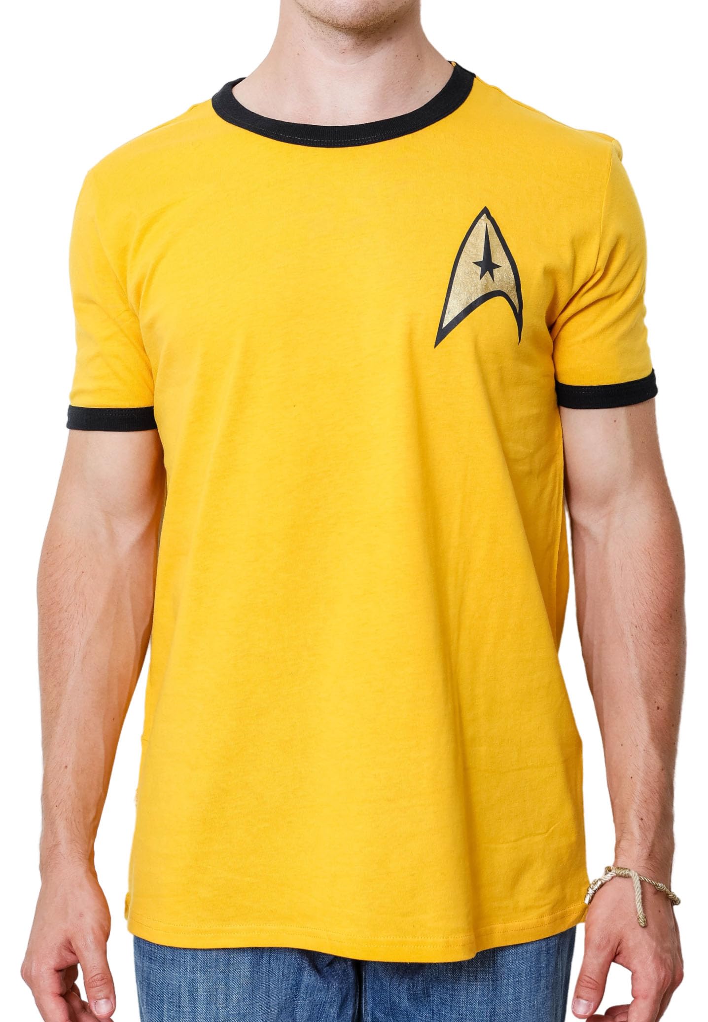 Star Trek Men's Gold The Original Series Tos Costume Uniform Adult T-Shirt, Medium