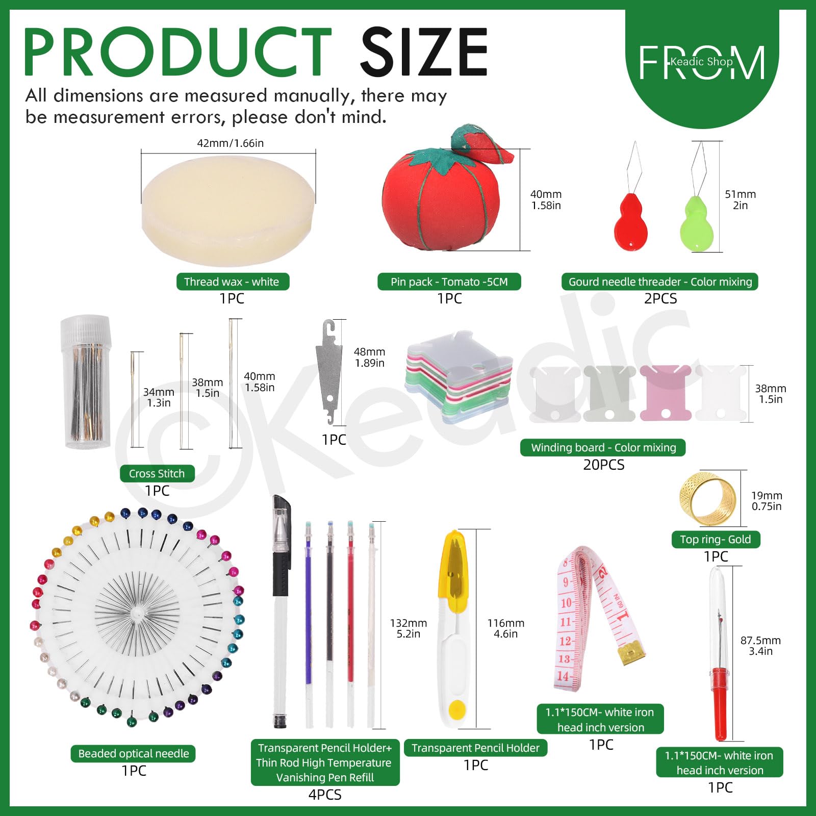 Keadic Kit De Broderie De 142 Pièces Avec Instructions (français