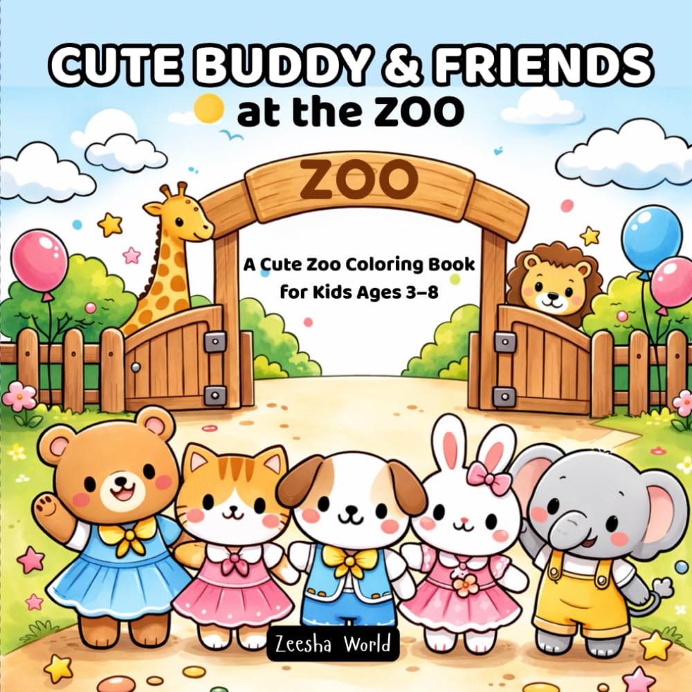 Cute Buddy & Friends at the Zoo: A Cute Zoo Coloring Book for Kids Ages 3–8 (Cute Buddy & Friends Coloring Series)