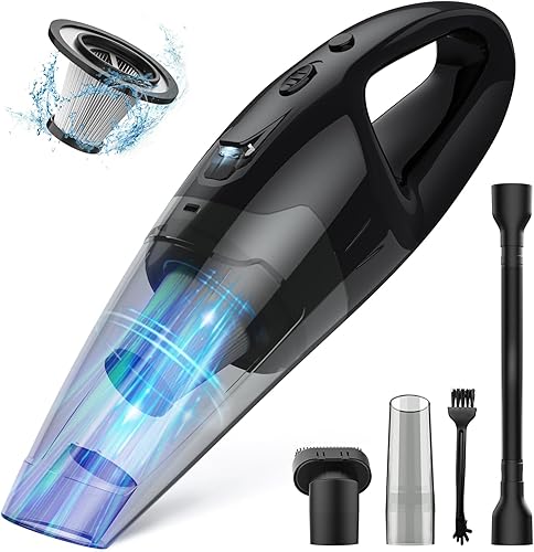 Miniatura 1 de Aspiradora de mano inalámbrica recargable, aspiradora de mano inalámbrica con LED, carga USB, 1.65 libras, aspiradora de coche para