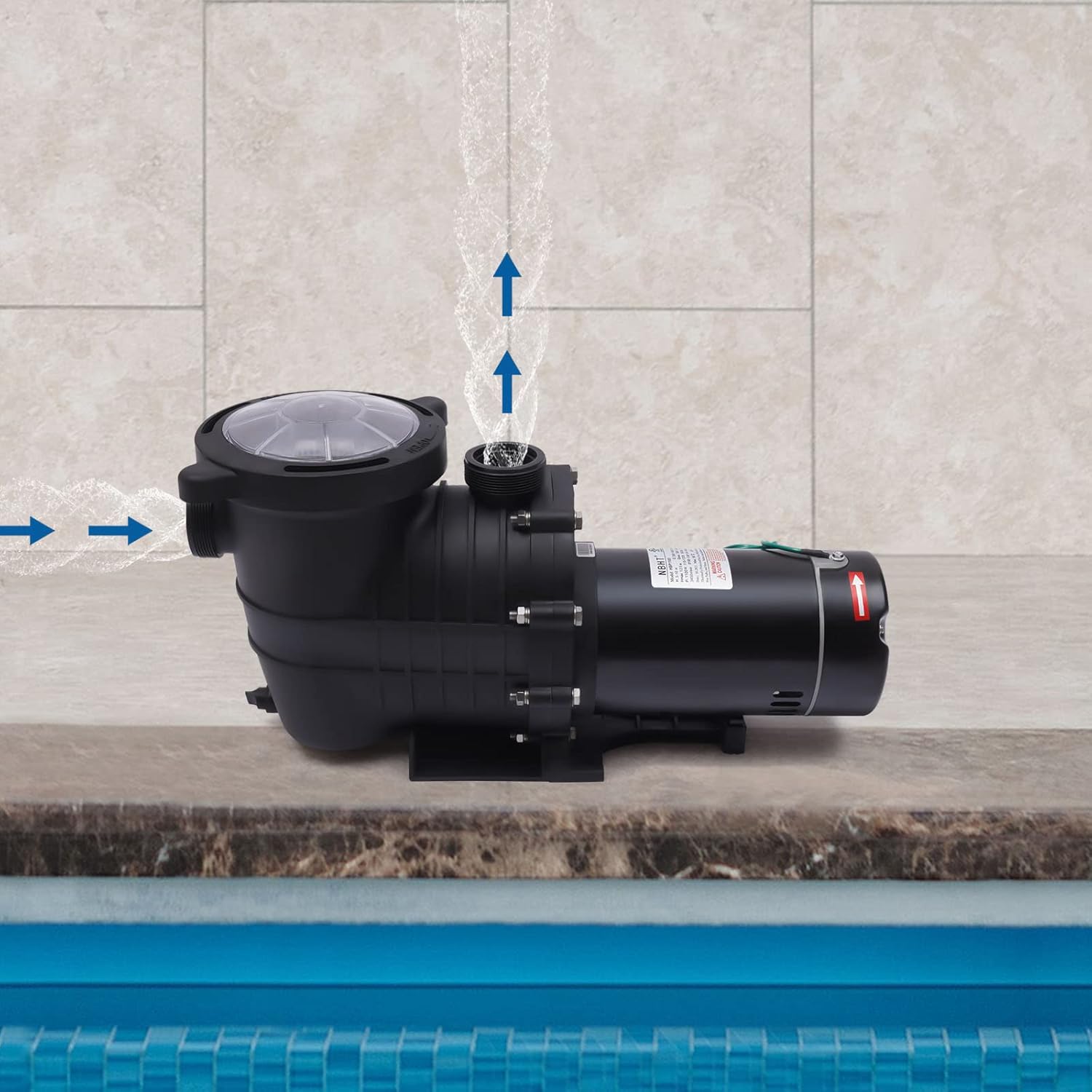 1.5HP Swimming Pool Pump, HBP1100 Electric Pool Pump Motor Filter Basket 110v Portability Speed Inground Basket Gallon Pool Energy Saving Pump for Pools, Hot Tubs, Spas