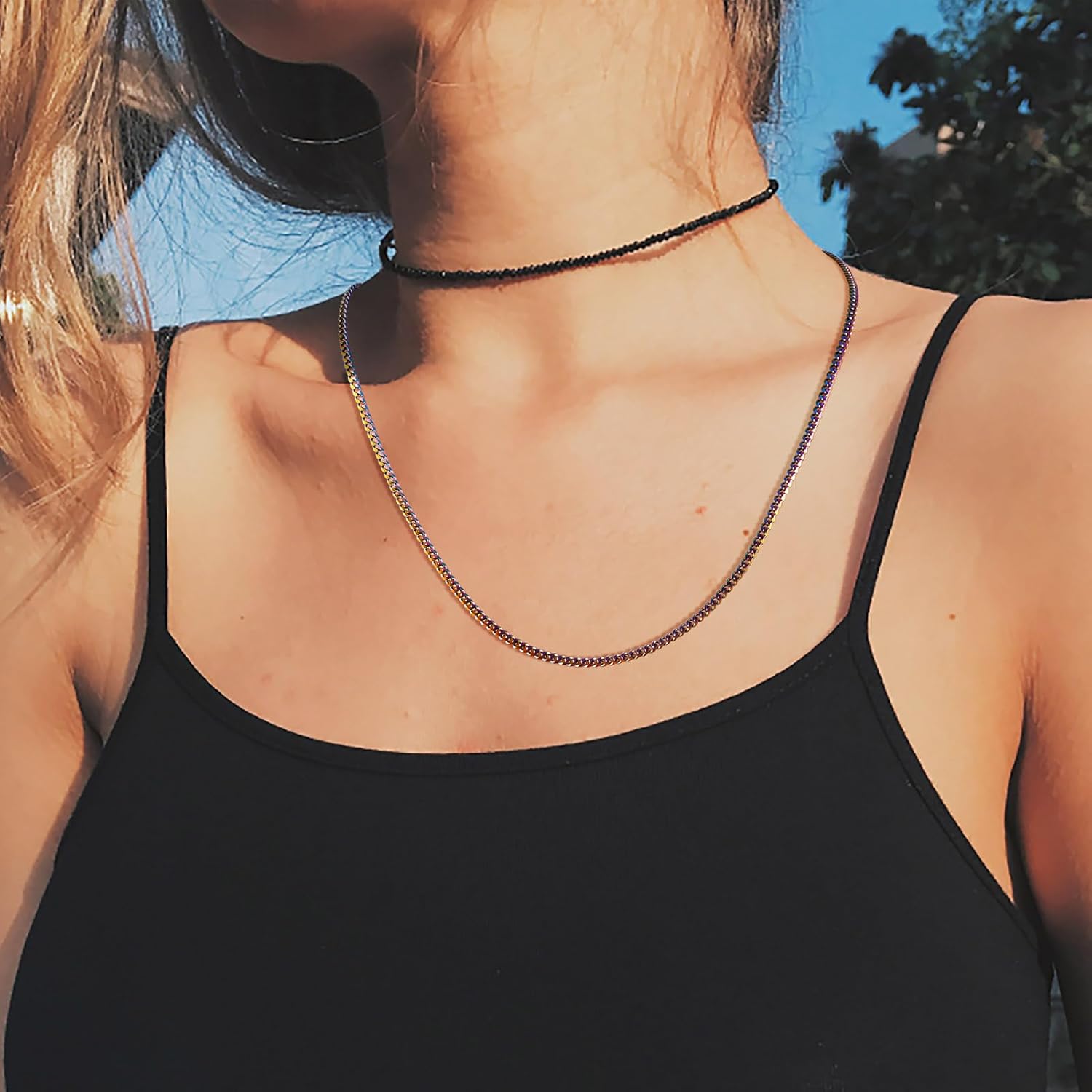 16.4 Feet Stainless Steel Curb Rainbow Chain Colorful Twisted Links Cable Necklace Chains with Lobster Claw Clasps Jump Ring 4x3x0.8mm for Bracelets Jewelry Making Choker DIY Cowboy Decor - Image 4