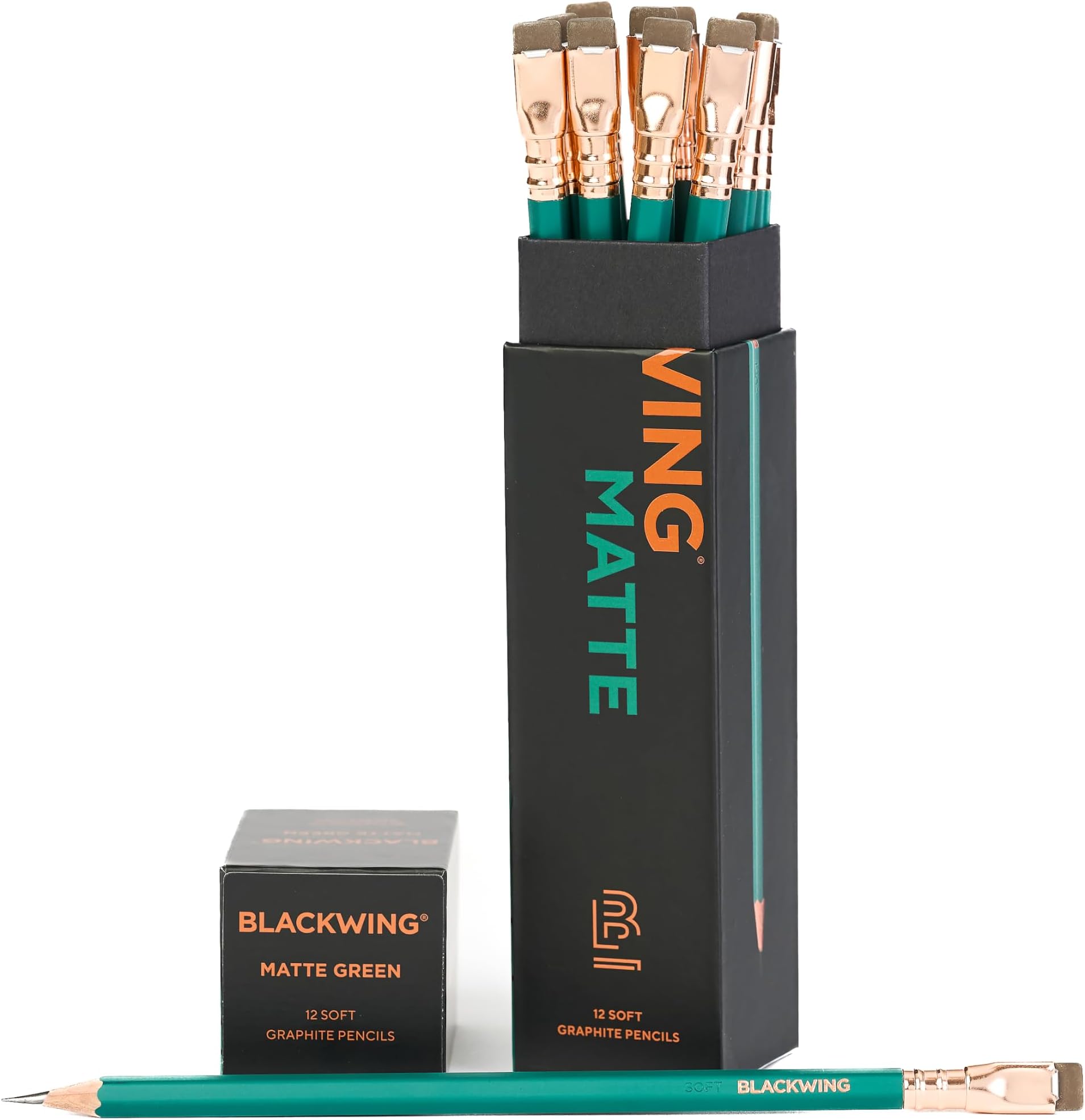 Blackwing Matte Pencils, Soft Japanese Graphite, Green Finish, 12 Count