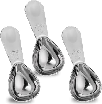 Dimeho 3pcs Coffee Scoop Tablespoon Metal Measuring Spoon, sliver 15ml