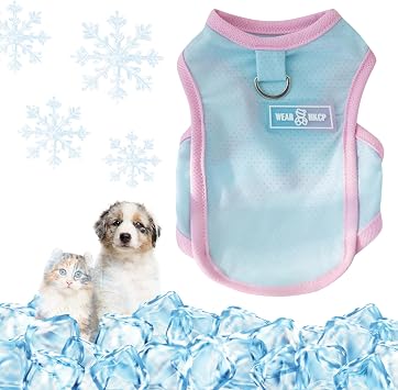 Dog Cooling Vest, Summer Pet T-Shirt, Breathable Quick-Dry Outfit for Dogs and Cats, Blue Blue, X-Large12-16.5lb