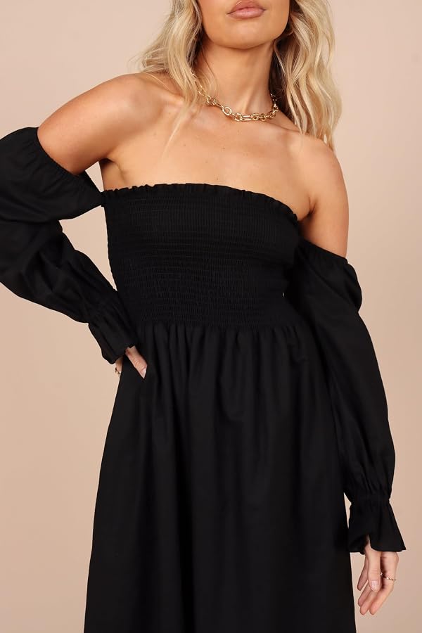 Petal & Pup Domenica Shirred Long Sleeve Midi Dress - Black XS by Petal & Pup - Used condition - Image 4