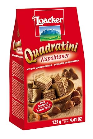 Loacker Quadratini Napolitaner 125g - Knusprige Waffelwurfel mit Haselnusscreme