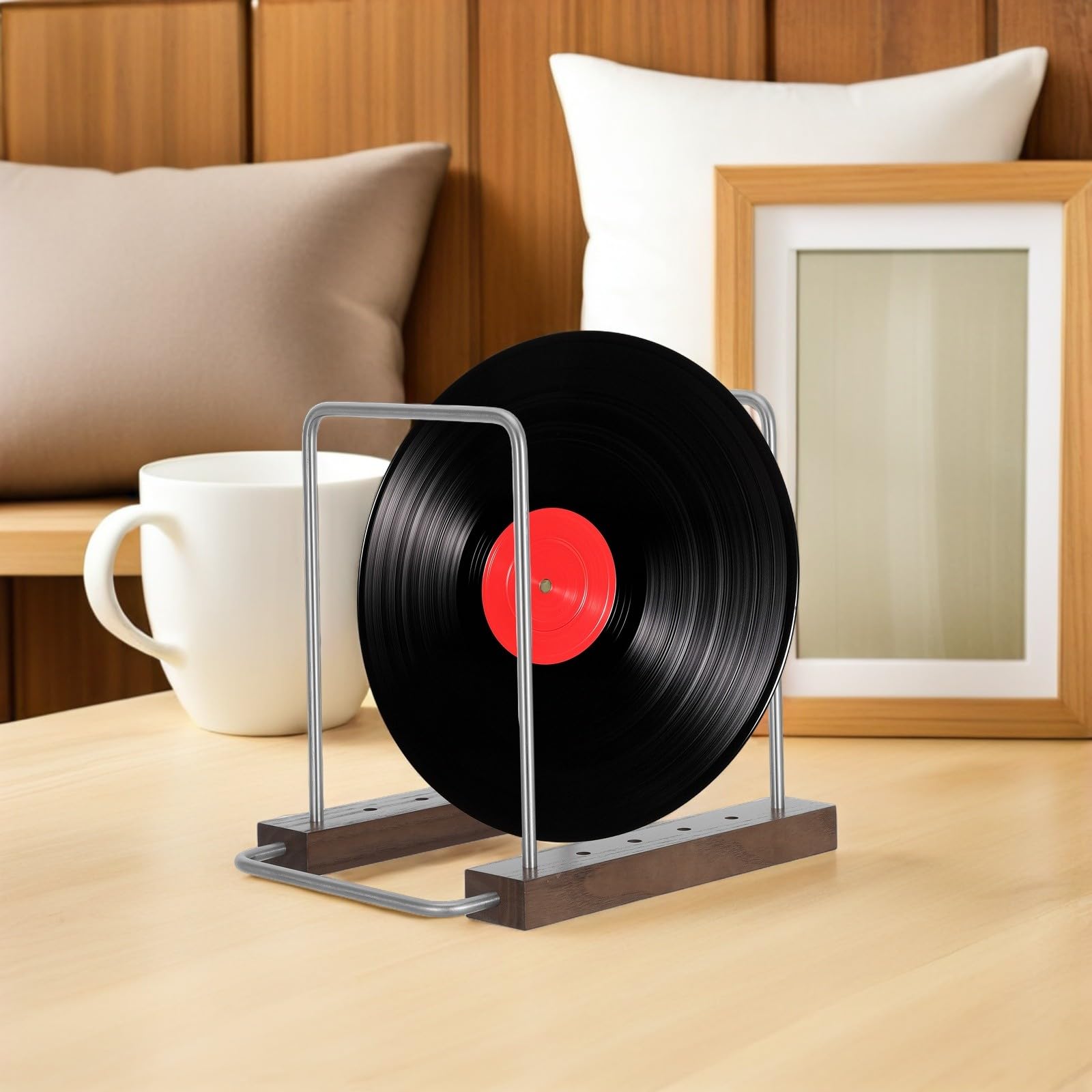Vinta Vinyl Display nd - Reced drewniana i stalowa konstrukcja bez stalowego uchwytu dysku do albumów - t do mieszkań i komputerów stacjonarnych