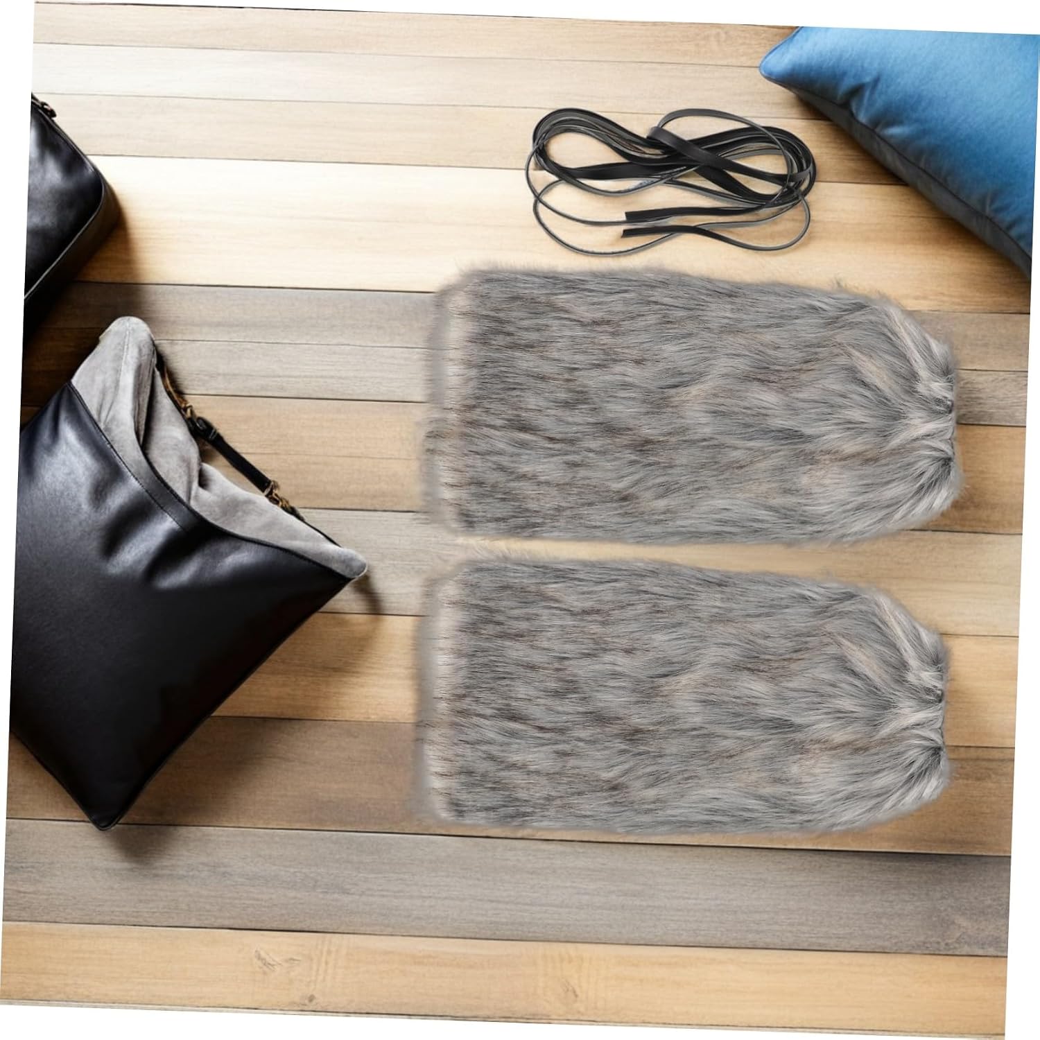 minkissy Fuzzy Leg Warmers with Tie Straps, Women’s Fluffy Faux Fur Boot Covers, 40cm Cozy Winter Accessories for Dance, Party, and Halloween Costume