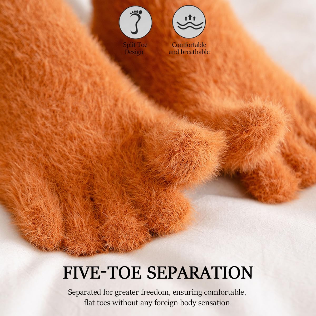 10 Paires Chaussette à Doigts Femme Chaussettes Chaudes en Pilou avec Orteils Séparés, Chaussettes Thermiques Hiver Femme Chaussette Doigt de Pied, Douces, Epaisses et Moelleuses, EU 35-40