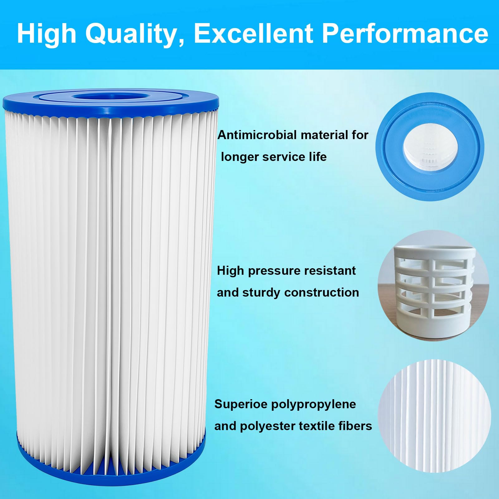 Cartucce filtro piscina 59900E / 29000E per pompe di ricambio per filtro piscina in-tex tipo A o tipo C Bestway tipo 3 (tipo III) (confezione da 8)