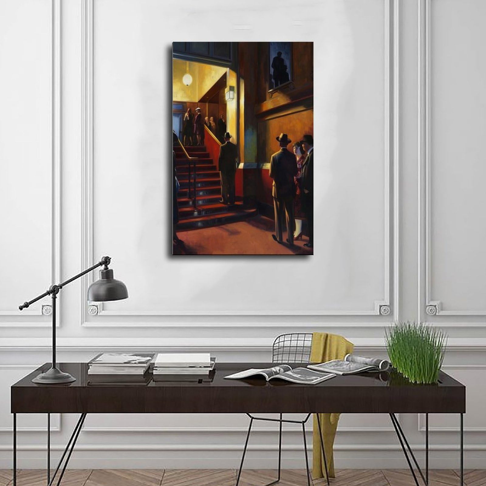 PHTHDB Poster su tela con scena del cinema di New York, omaggio a Edward Hopper, decorazione per la casa, idea regalo