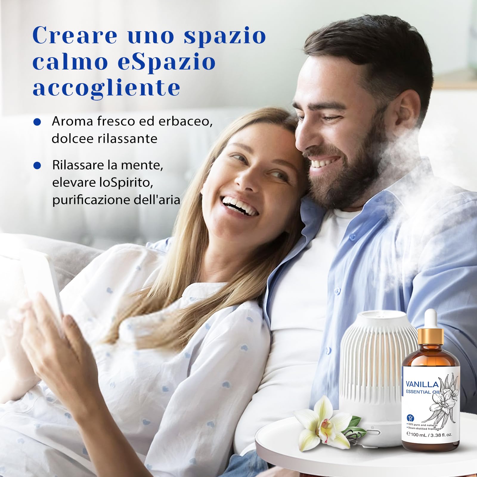 HIQILI 100ml Olio Essenziale di Vaniglia, Fragranza Forte per Lozioni per il Corpo, Produzione di Candele, Sapone, Aromaterapia