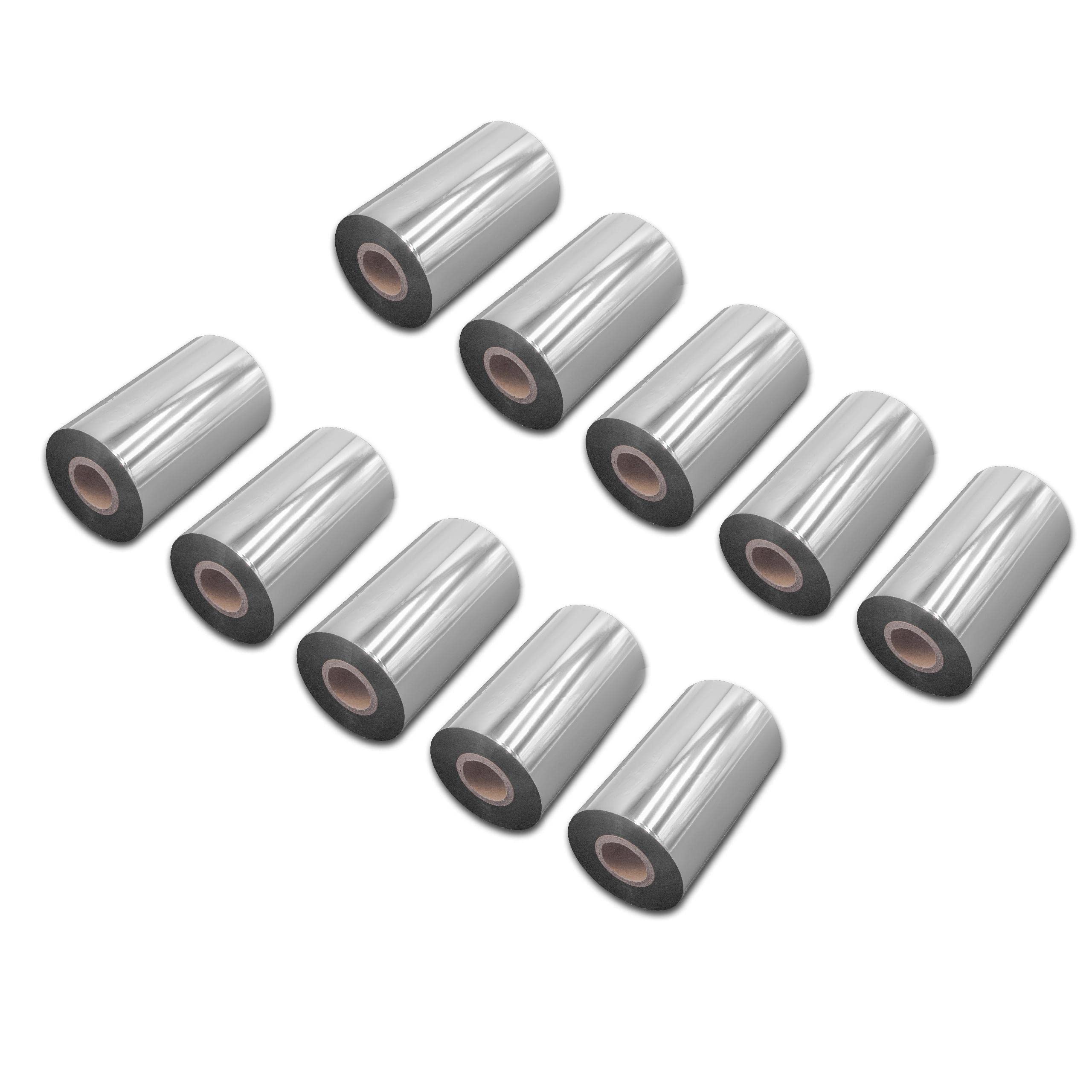 vhbw 10x Thermotransfer-Band kompatibel mit Datamax Honeywell H-4606, H-4408 Drucker Etikettendrucker, Wischfest, 110 mm x 300 m, Wachs Harz Schwarz