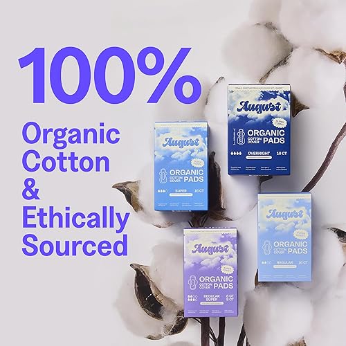 Miniatura 3 de August Almohadillas menstruales de algodón regular y super, 36 (18+18) almohadillas ultrafinas con alas, servilletas higiénicas hipoalergénicas con