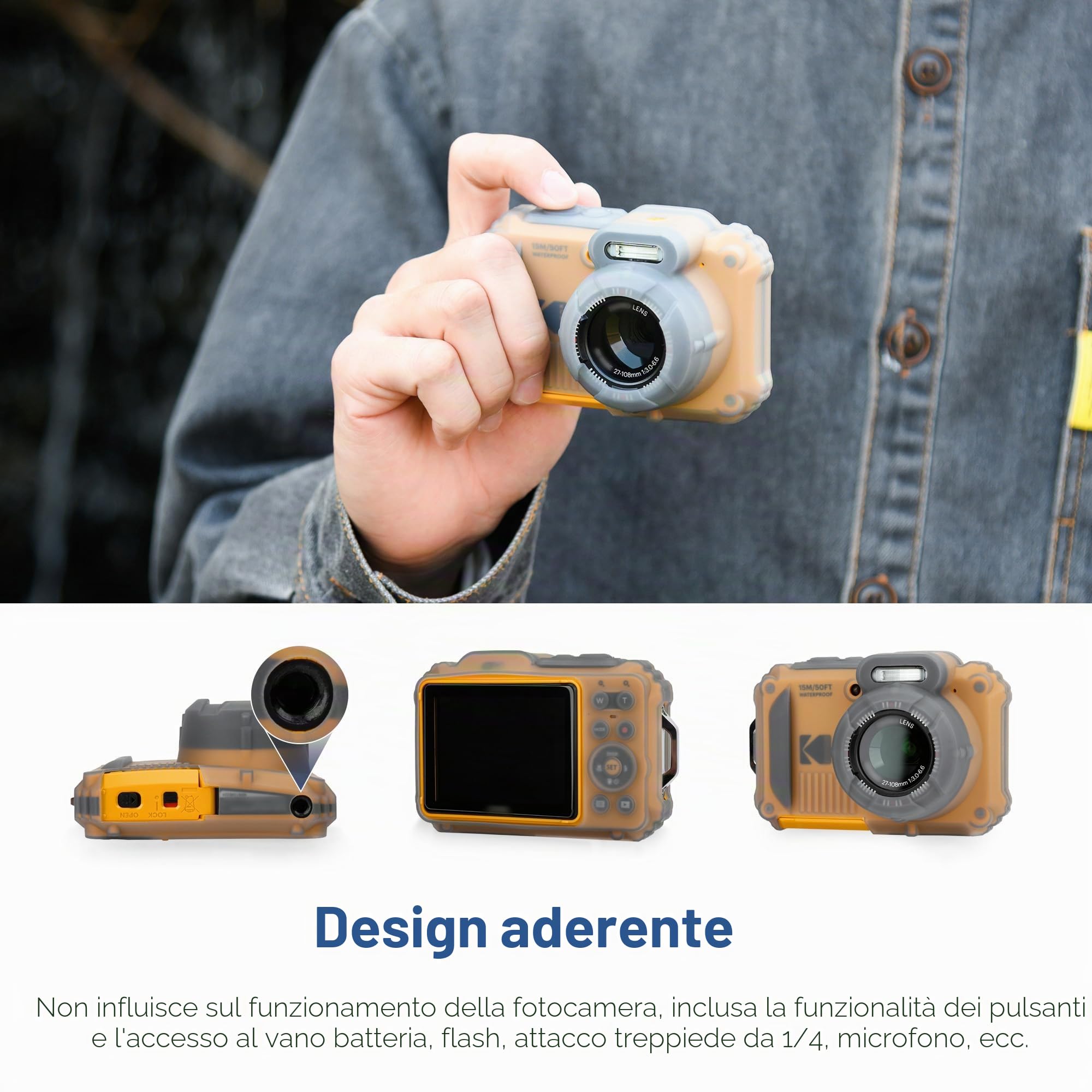 IDaPro Kit Protezione Per Kodak PIXPRO WPZ2 – Vetro Temperato 9H + Cordino + Custodia ABS Per Vlogging