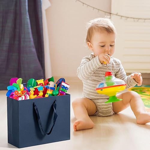 Miniatura 8 de driew Bolsas de regalo grandes con asas de cinta, 12 bolsas de papel kraft para compras, bodas, recuerdos de fiesta, mercancía, venta al por menor,