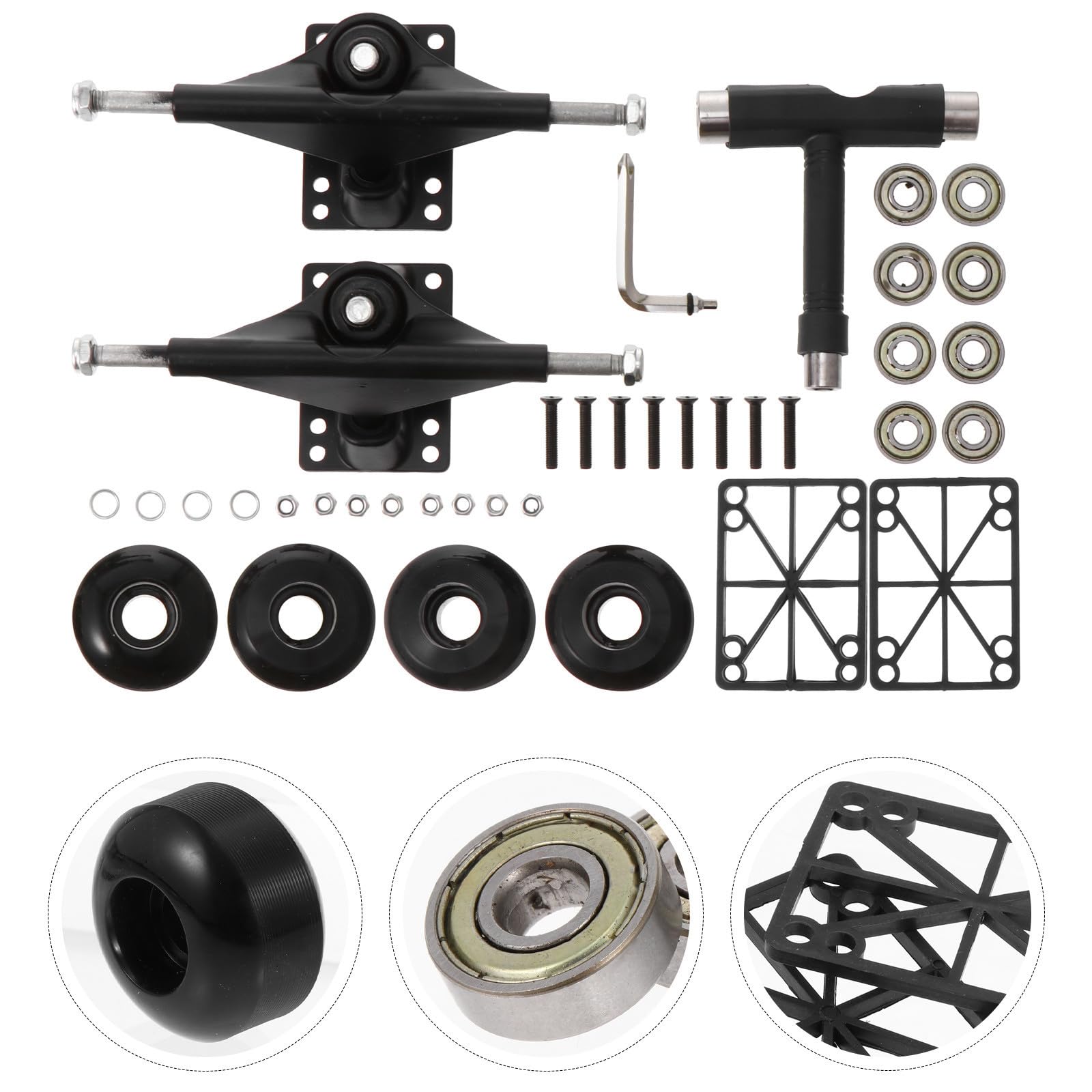 Kit Complet de Trucks Skateboard 1 Set en Alliage d'Aluminium Noir